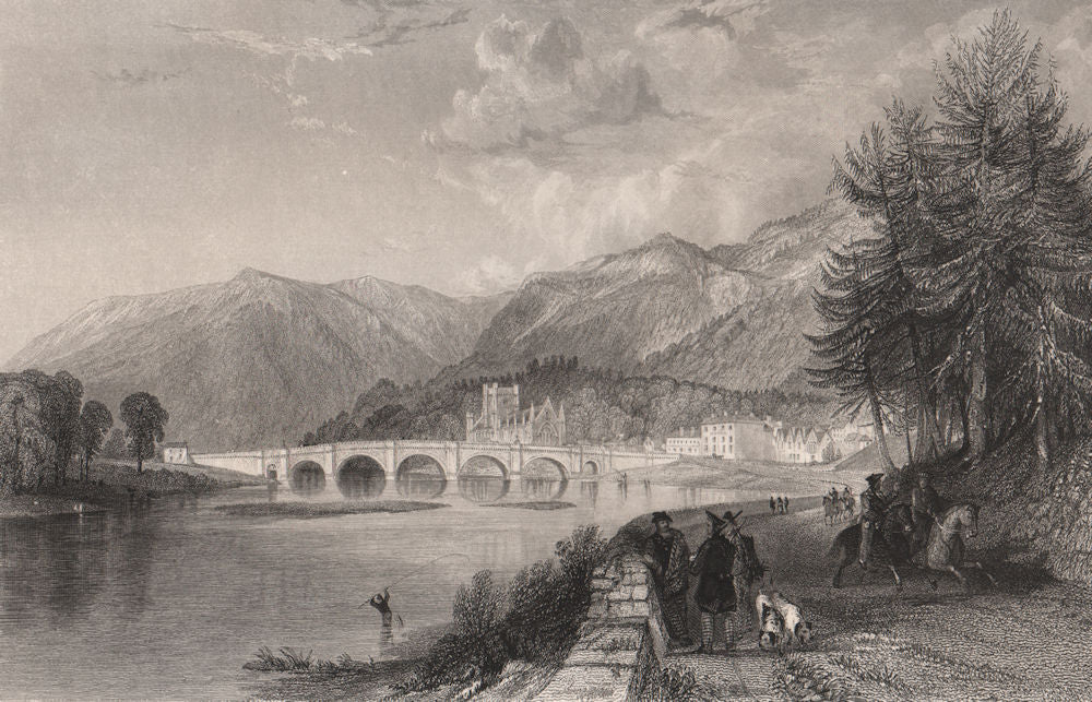 Dunkeld. Perthshire. Scotland. ALLOM 1838 old antique vintage print picture